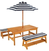 Деревянный столик со скамейками и зонтом Kidkraft 00106 «Navy & White Stripes»